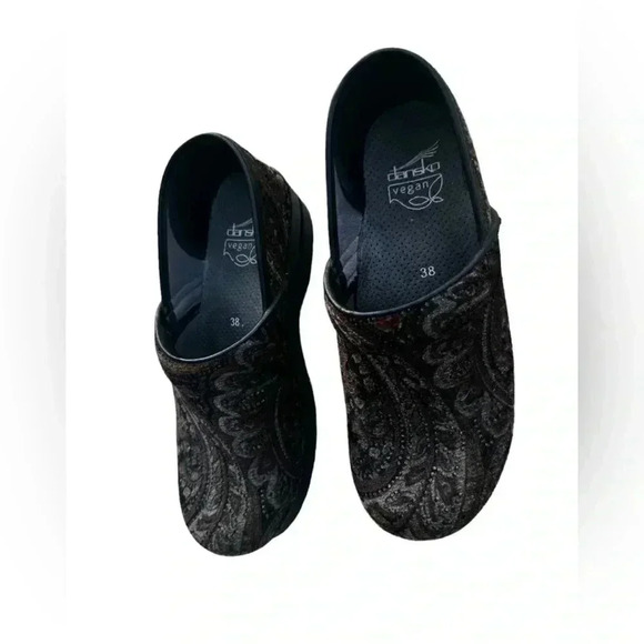 Dansko Vegan Tapestry EU38 Boho Hippie Velvet Paisley Earthy Tones Slip On Clogs - Picture 5 of 14